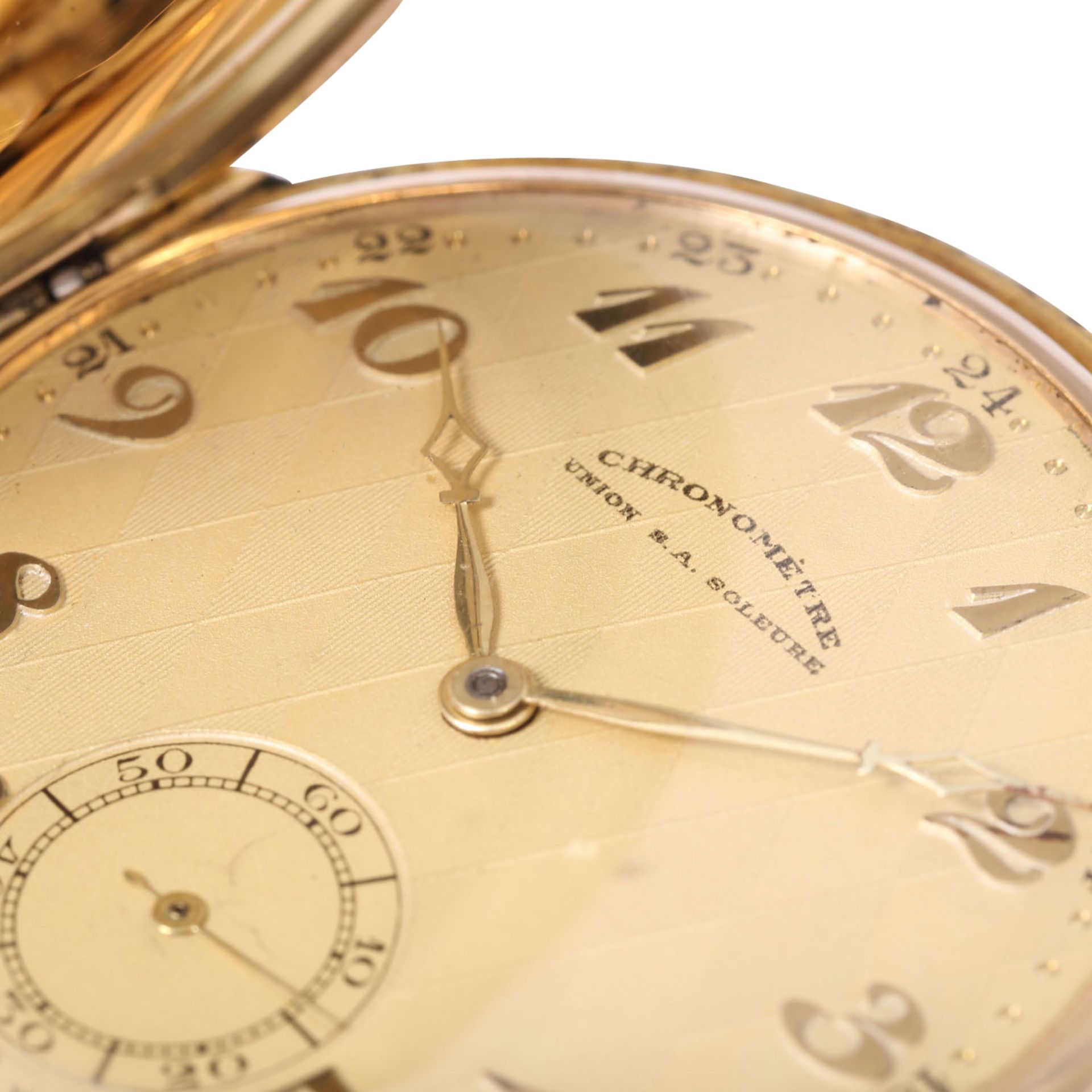 UNION S.A. SOLEURE 14K Gold Savonette Taschenuhr. - Image 9 of 12