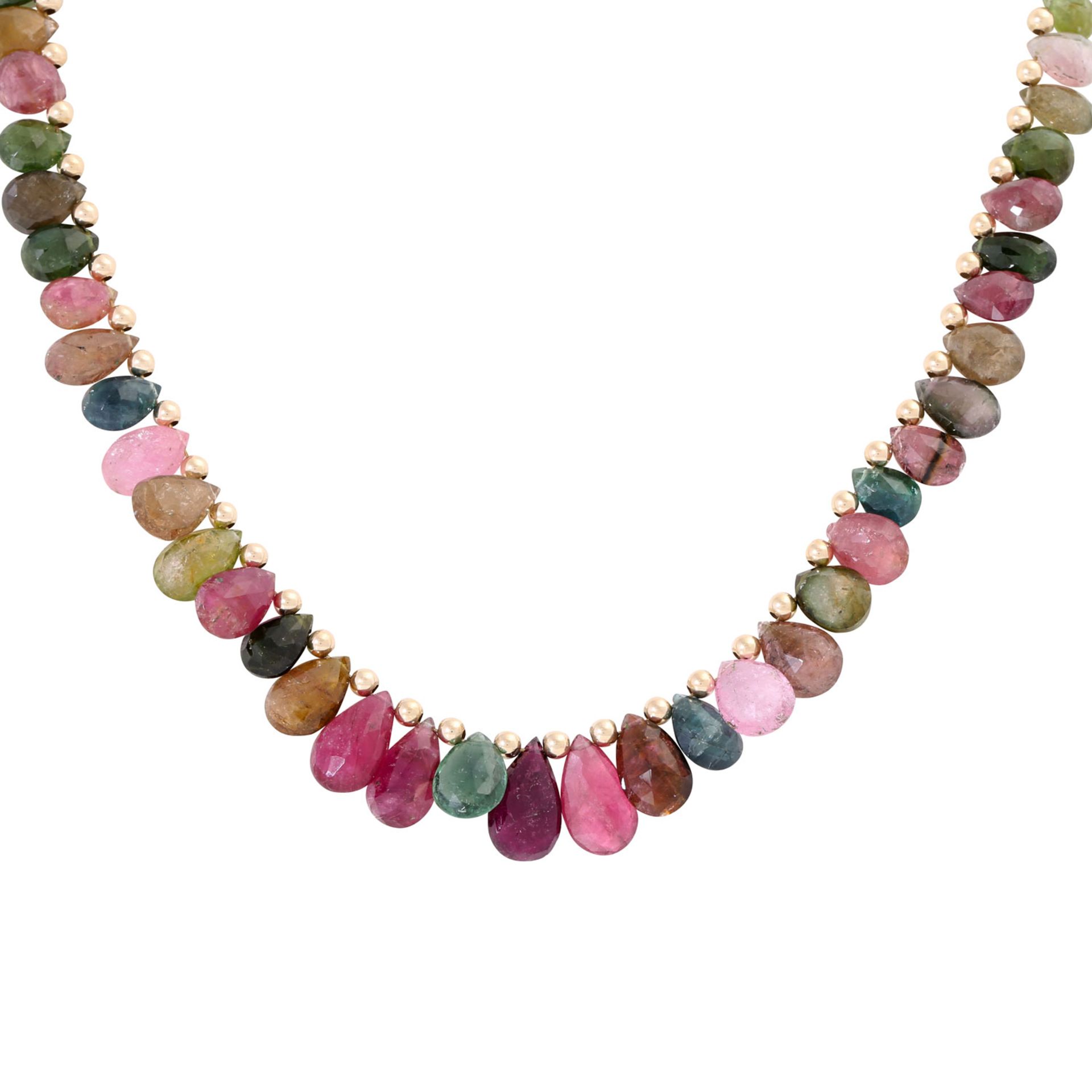 Collier aus facettierten Turmalintropfen, multicolor - Image 2 of 4