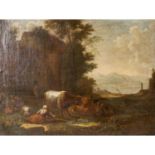 ROOS, Philipp Peter, ATTRIBUIERT (auch ROSA DA TIVOLI, um 1655-1706), "Hirten in Landschaft",