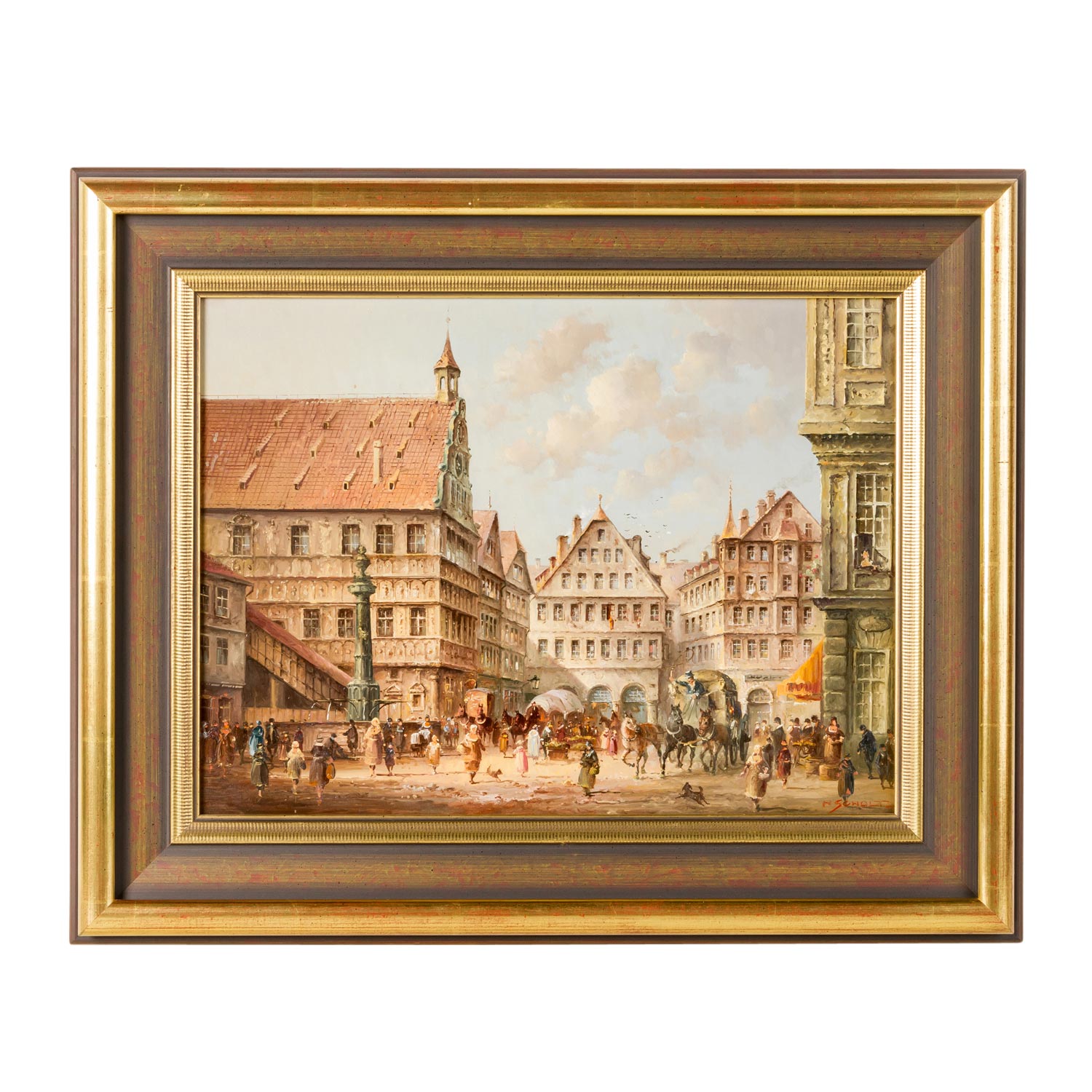 SCHOLTZ, HEINZ (geb. 1925), "Stuttgart, der Marktplatz um 1890", - Image 2 of 6