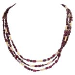 3-reihiges Granatcollier (Rhodolit)