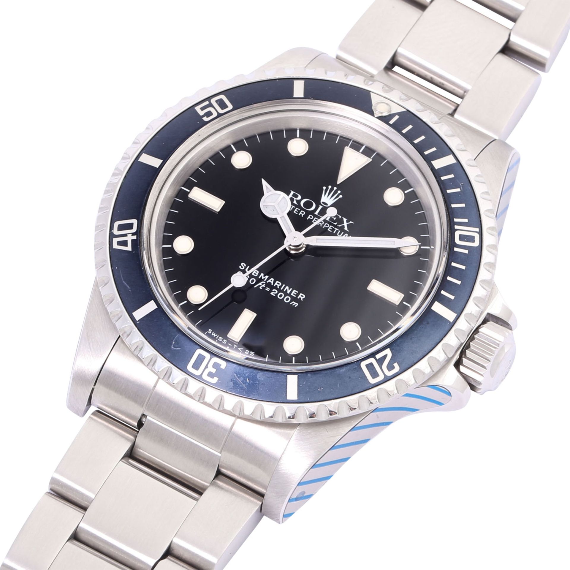 ROLEX Vintage Submariner No Date "Blue" Herren Armbanduhr, Ref. 5513. Rolex Service. Aus 1990. - Bild 5 aus 8