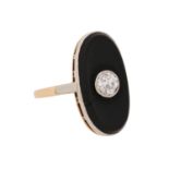 Ring mit Onyx und Altschliffdiamant