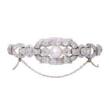 Herausragendes Art Deco Armband mit Diamanten und Orientperle