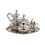 OTTO WOLTER "Elegantes Tee-und Kaffeeservice mit floralem Dekor" 925er. Silber