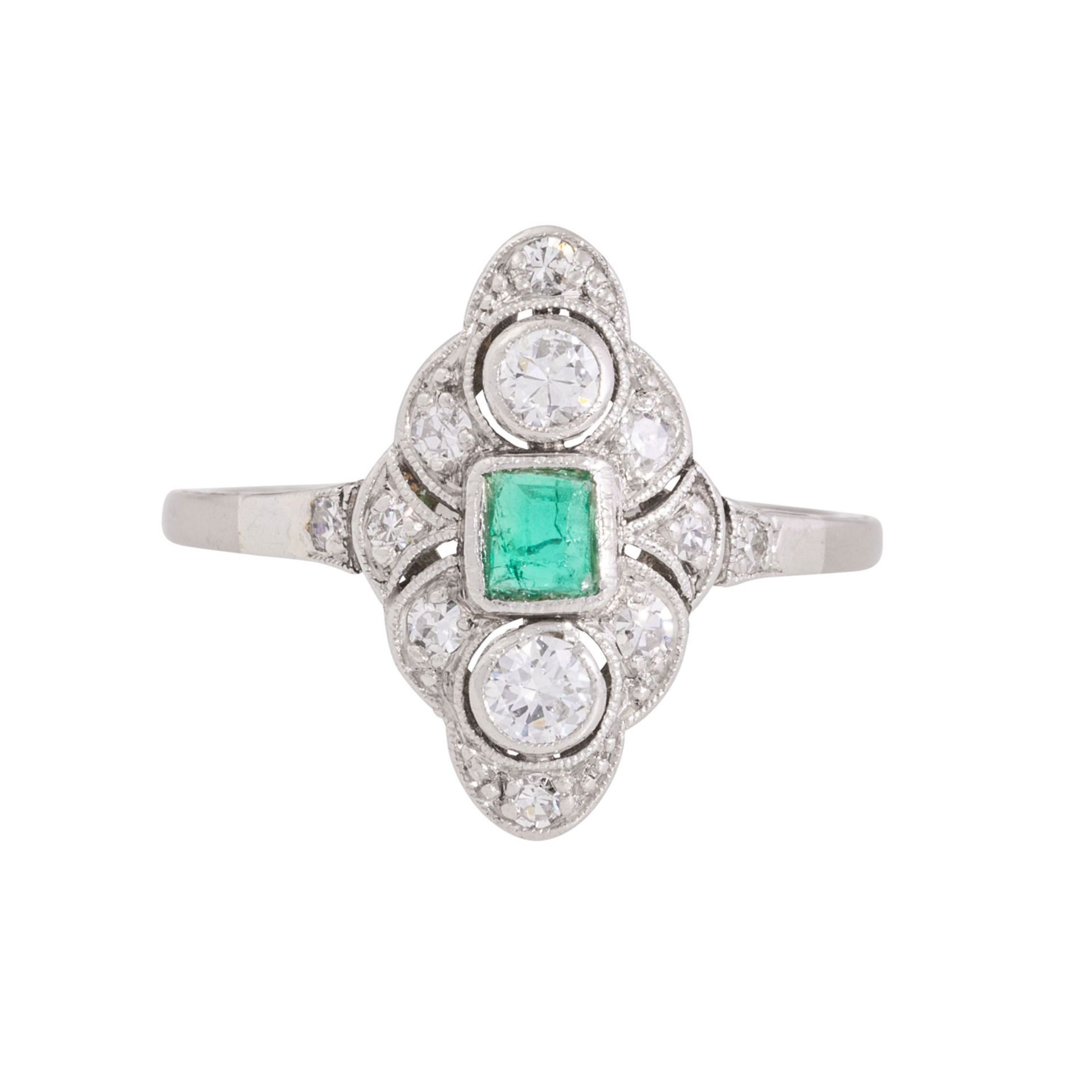 Art Déco Ring mit Smaragd und Diamanten - Image 2 of 3