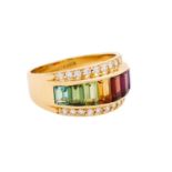 Ring "Regenbogen" mit Farbsteinen und Brillanten zus. ca. 0,5 ct,