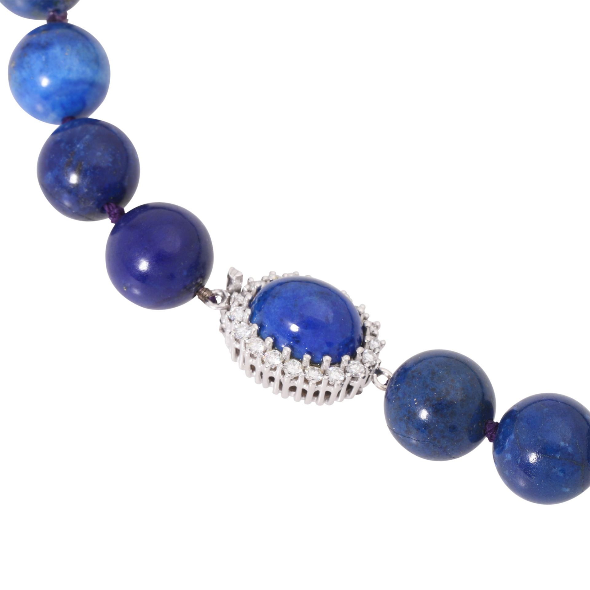 Kette aus Lapislazuli mit Lapis-Brillant-Schließe,  - Bild 4 aus 4