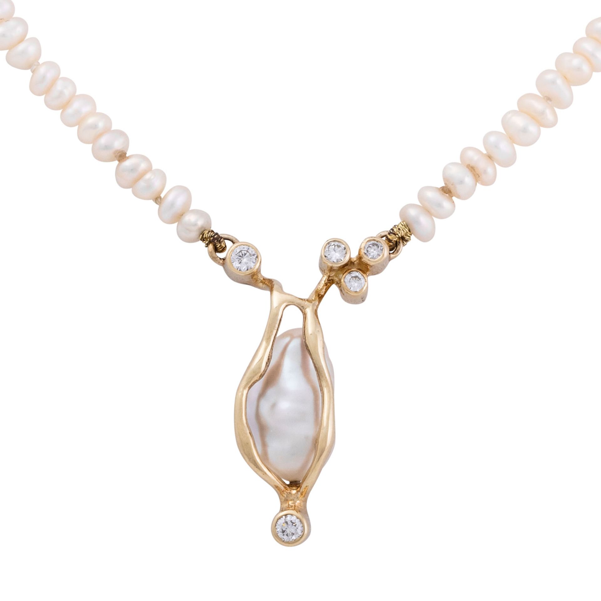 Perlenkette mit kleinen Diamanten,  - Bild 2 aus 4