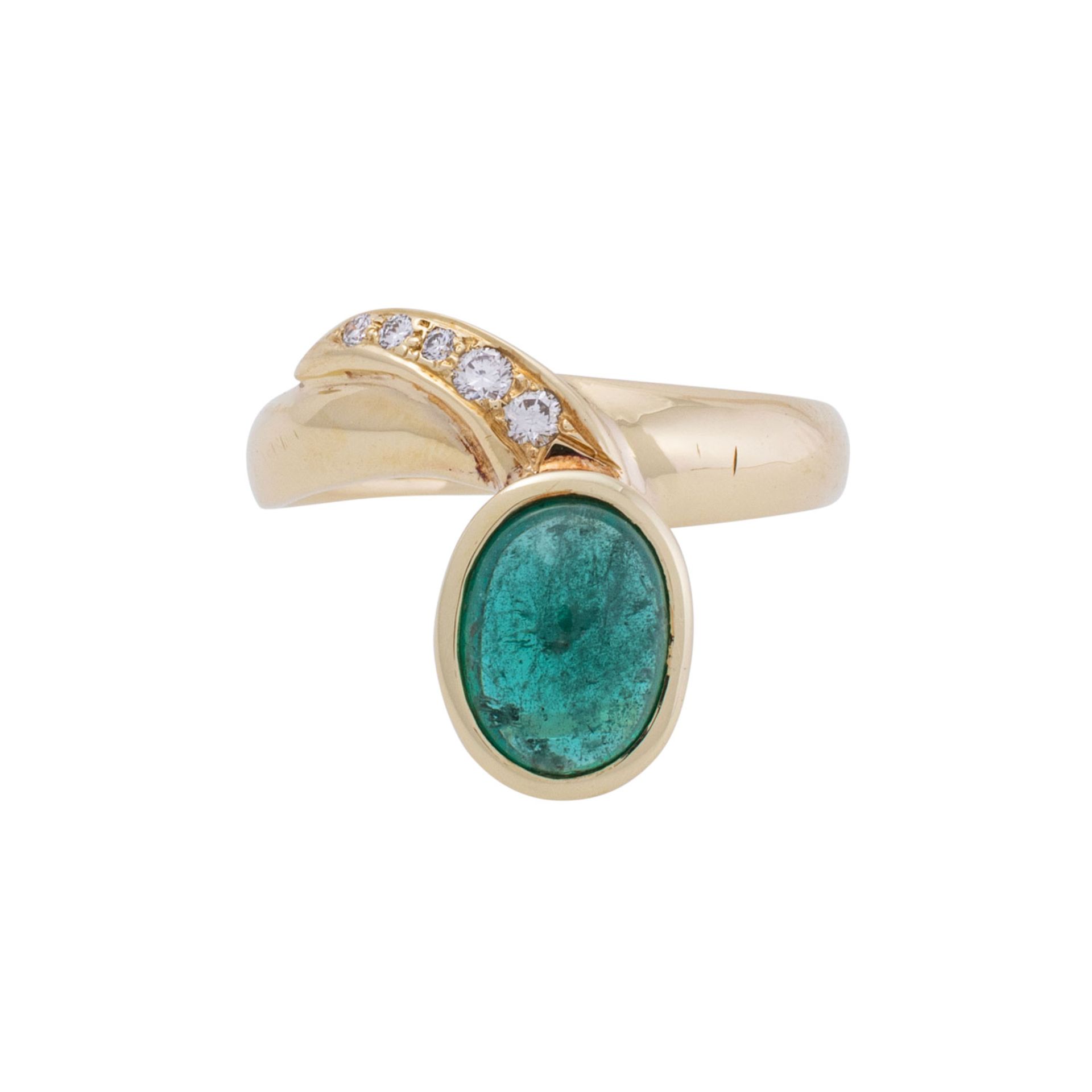 Ring mit Smaragdcabochon von ca. 2,1ct  - Bild 2 aus 4