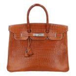 HERMÈS Handtasche "BIRKIN BAG 35 CROC POROSUS MATT".