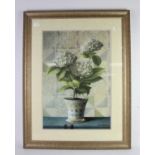 Pair of botanical prints in grey frames, another pair of botanical prints in silver frames,