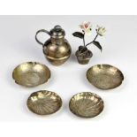 Small Guernsey churn marked silver, pair of ashtrays, pair of shell shaped dishes and porcelain