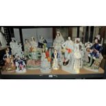 Collection of fifteen Staffordshire figures, to include the Queen of England, Dick Turpin,