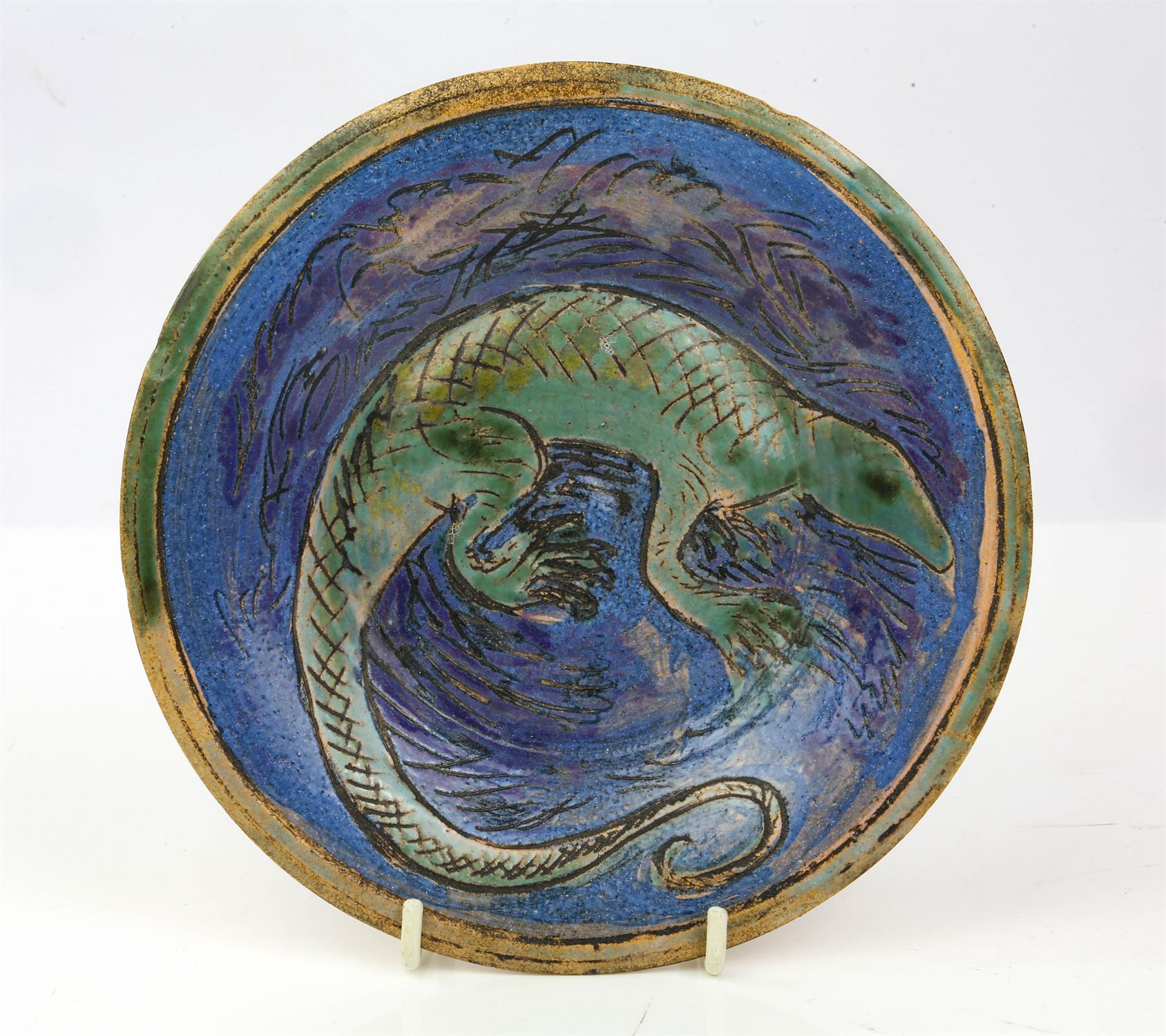 Quentin Bell (British, 1910-1996) for the Fulham Pottery, Green Salamander, signed to the back,