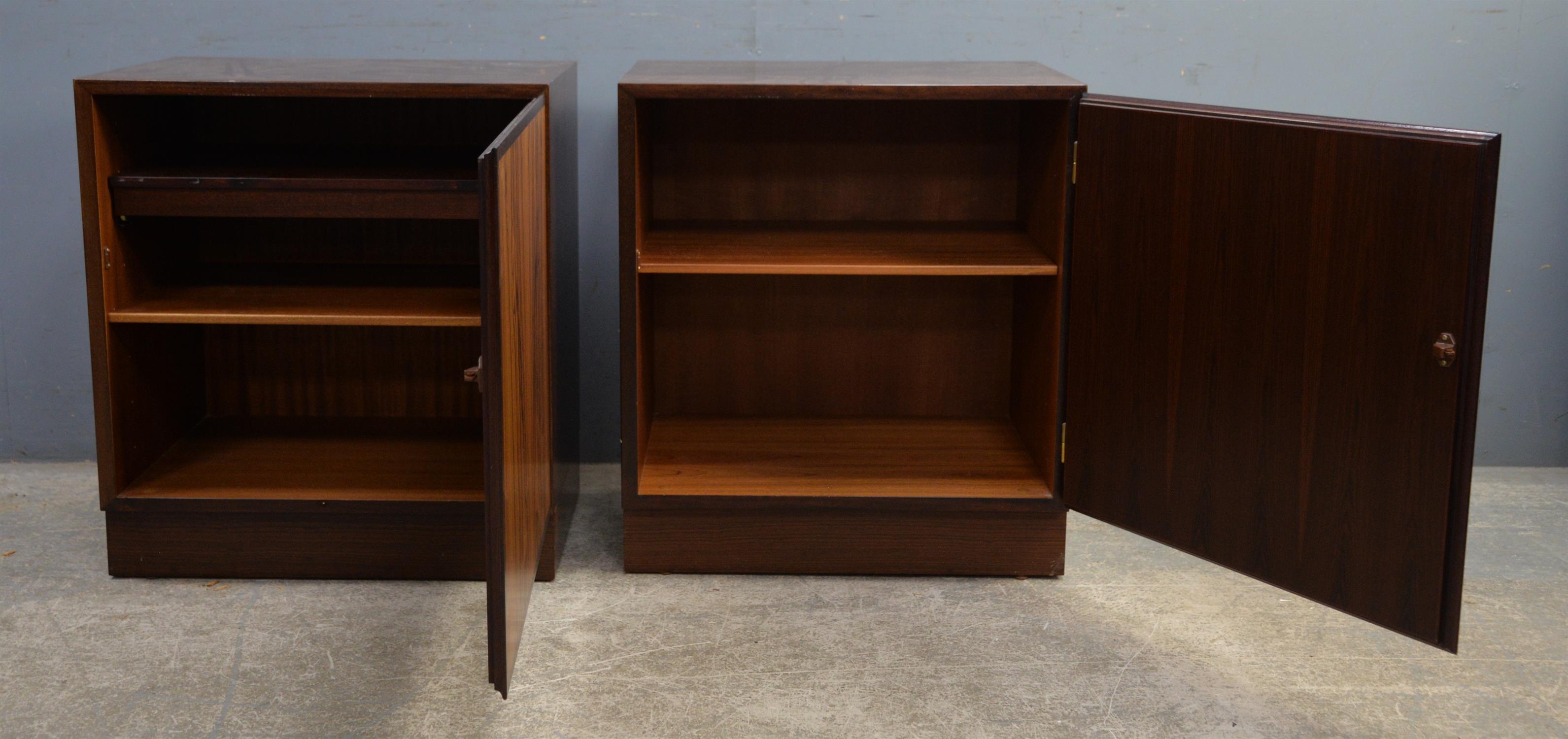 Jun, Denmark, a pair of cabinets, with solid doors on plinth bases, one with shelf, - Image 5 of 9