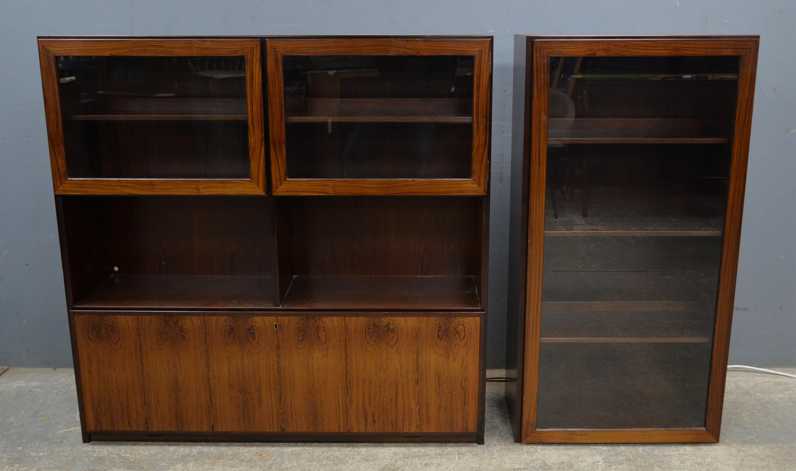 Jun, Denmark, a pair of cabinets, with solid doors on plinth bases, one with shelf, - Image 2 of 9