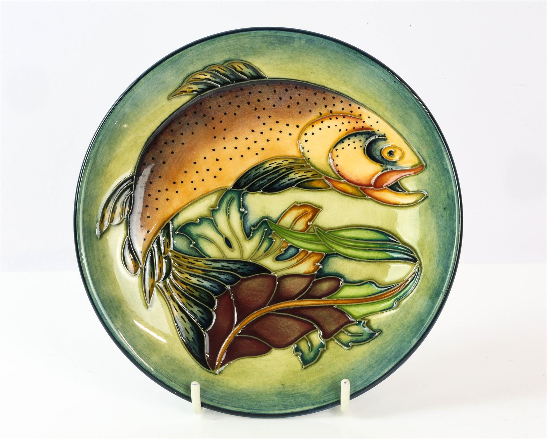 Philip Gibson for Moorcroft, Trout, plate, impressed marks to base, 15.5cm diameter, - Image 2 of 11