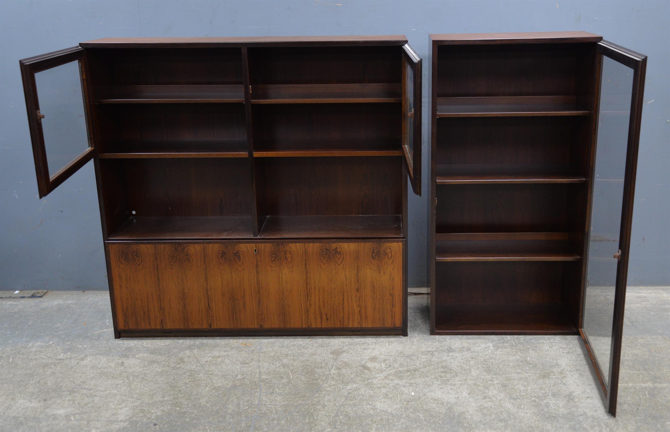 Jun, Denmark, a pair of cabinets, with solid doors on plinth bases, one with shelf, - Image 3 of 9