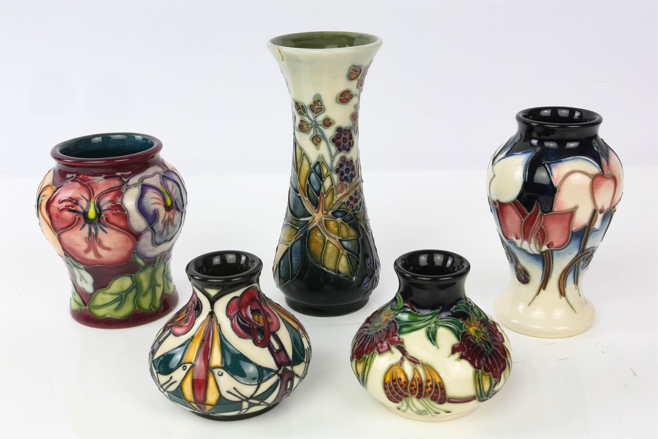 Sally Tuffin (British, b. 1948) for Moorcroft, Bramble, vase, damages, 13cm high,