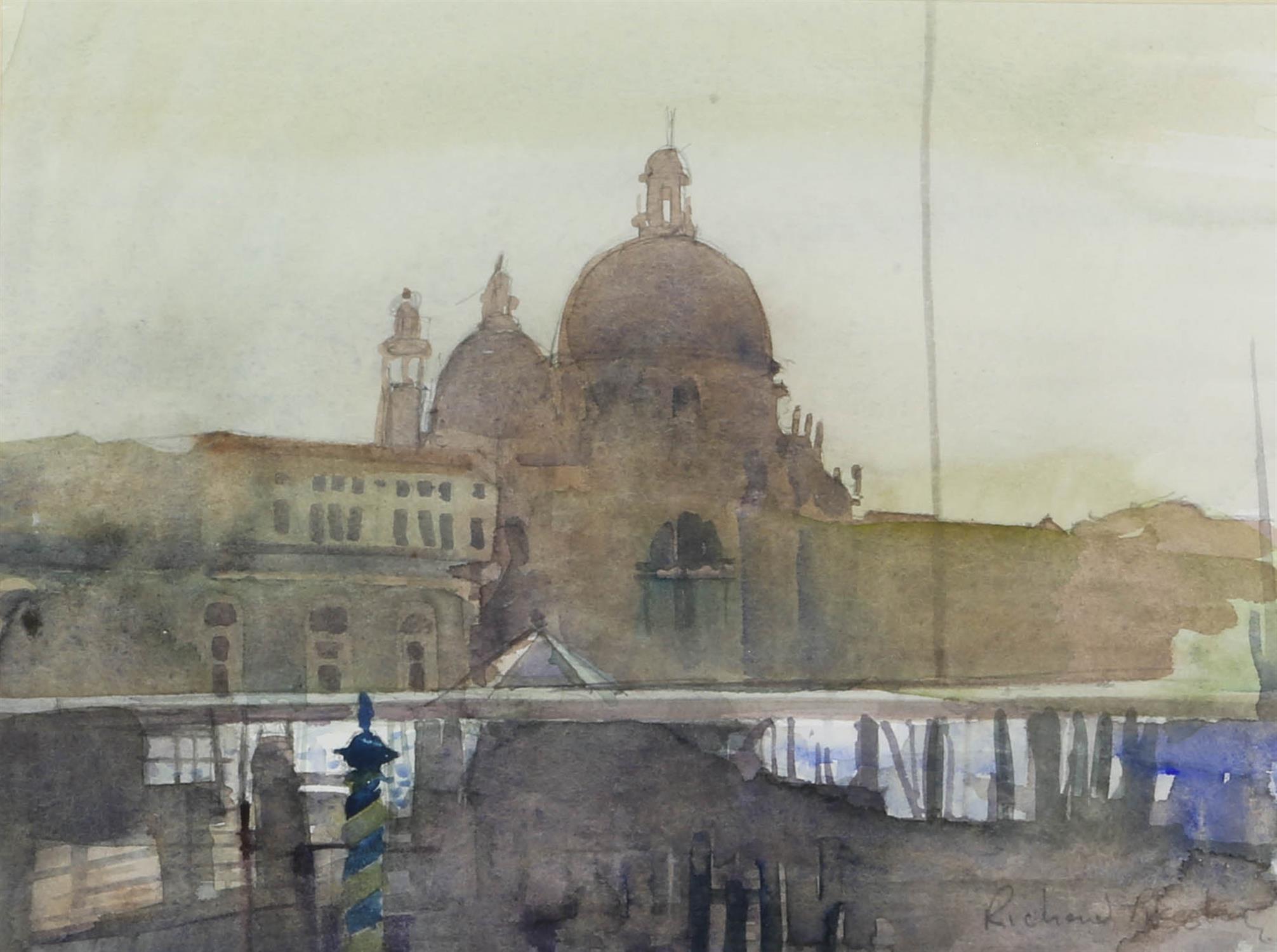 Richard Pikesley (British, b. 1951), 'Santa Maria Della Salute, Evening', watercolour,