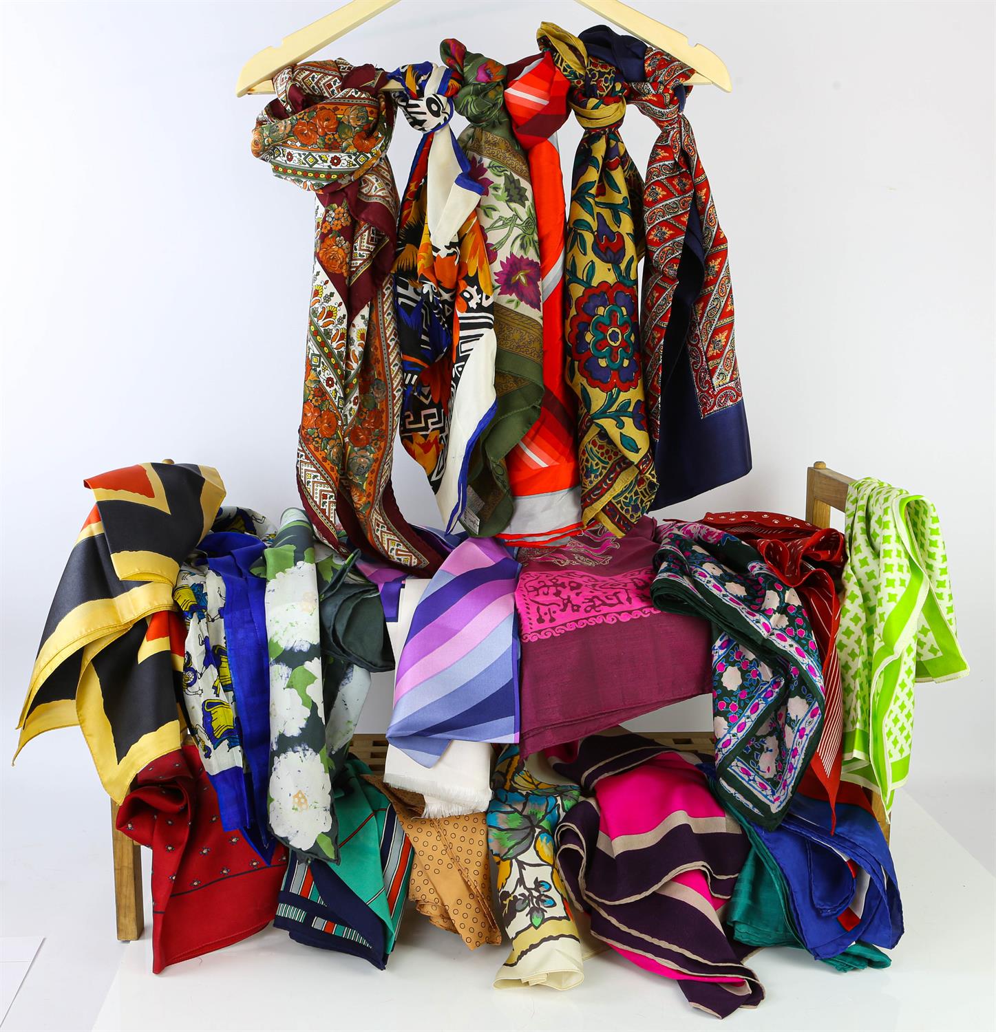 A collection of 50 vintage mostly silk and some cotton ladies scarves dating from the 1960s and - Image 2 of 2