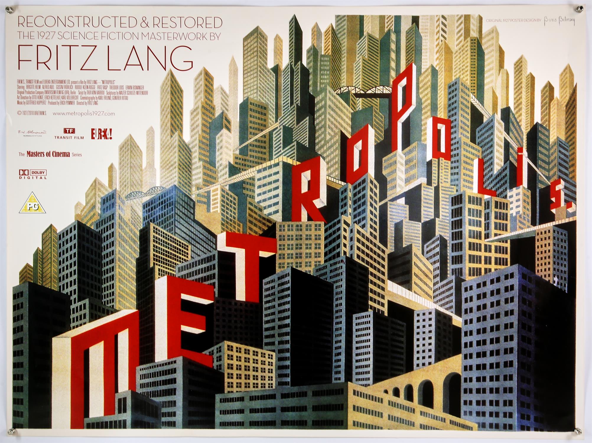 Metropolis (2010 release) British Quad film poster, Sci-Fi classic directed by Fritz Lang,