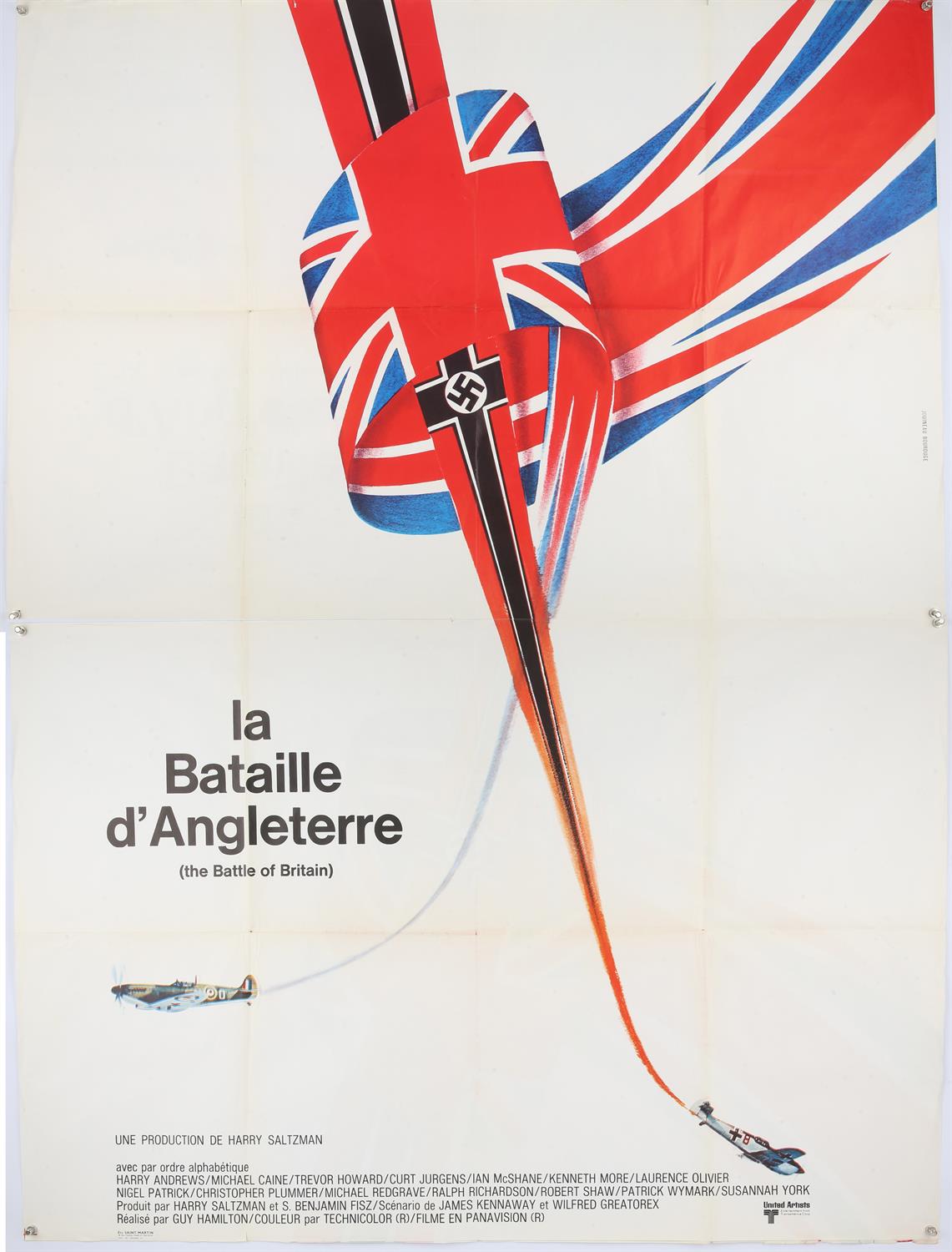 Battle of Britain (1969) French grande film poster, folded, 47 x 63 inches.