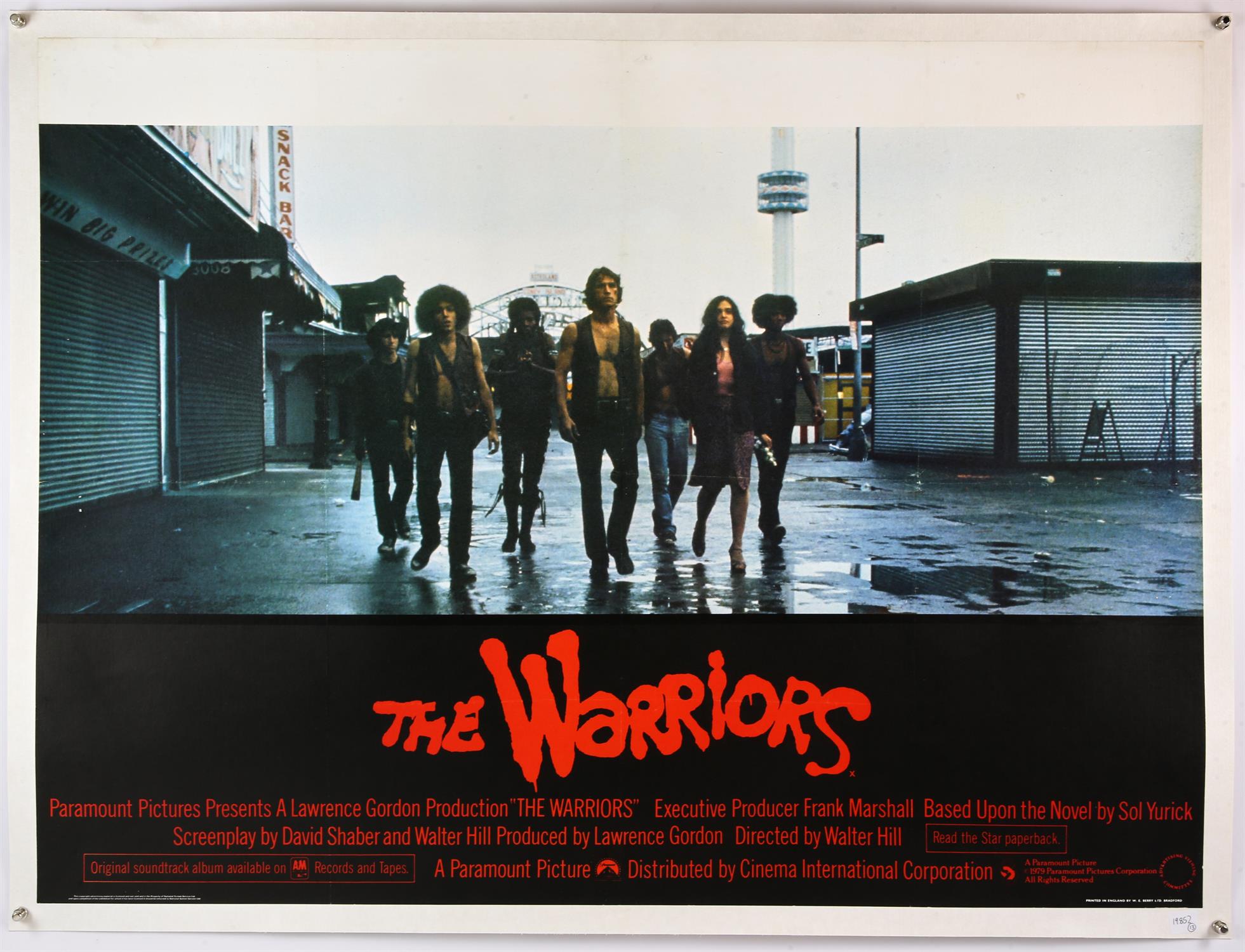 The Warriors (1979) British Quad film poster, first release pre-soundtrack snipe,