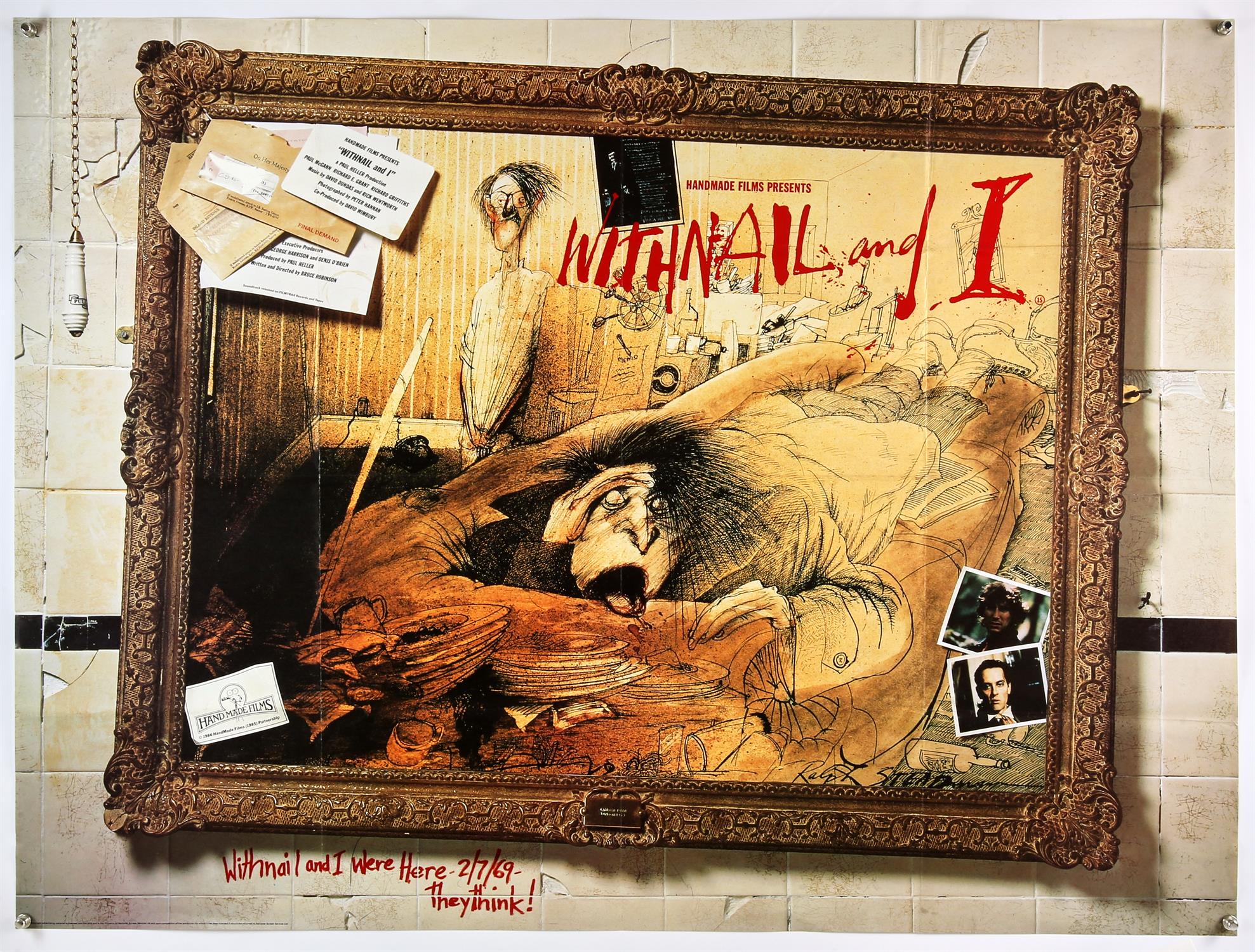 Withnail and I (1987) British Quad film poster, artwork by Ralph Steadman, folded, 30 x 40 inches.