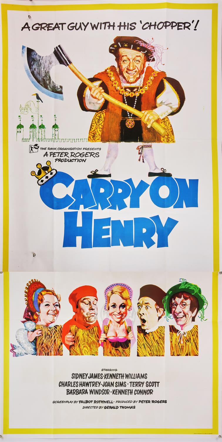 Carry On Henry (1971) Three sheet film poster, starring Sid James & Kenneth Williams, folded,
