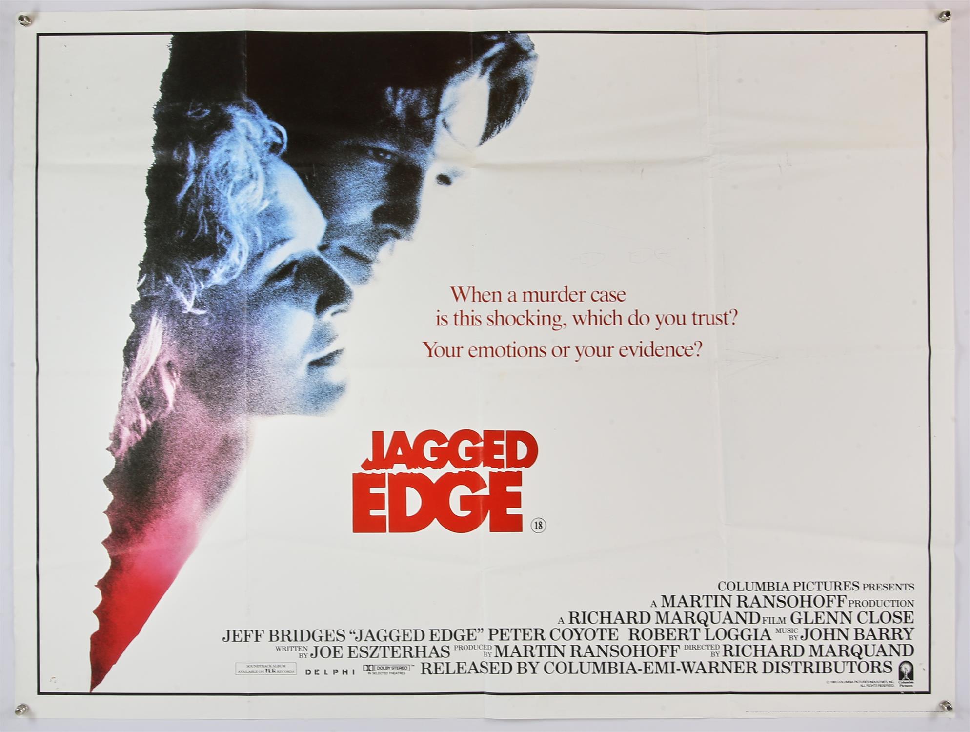 Approx. 50 British Quad film posters including Jagged Edge, Wayne's World, The Bear, The Exorcist,