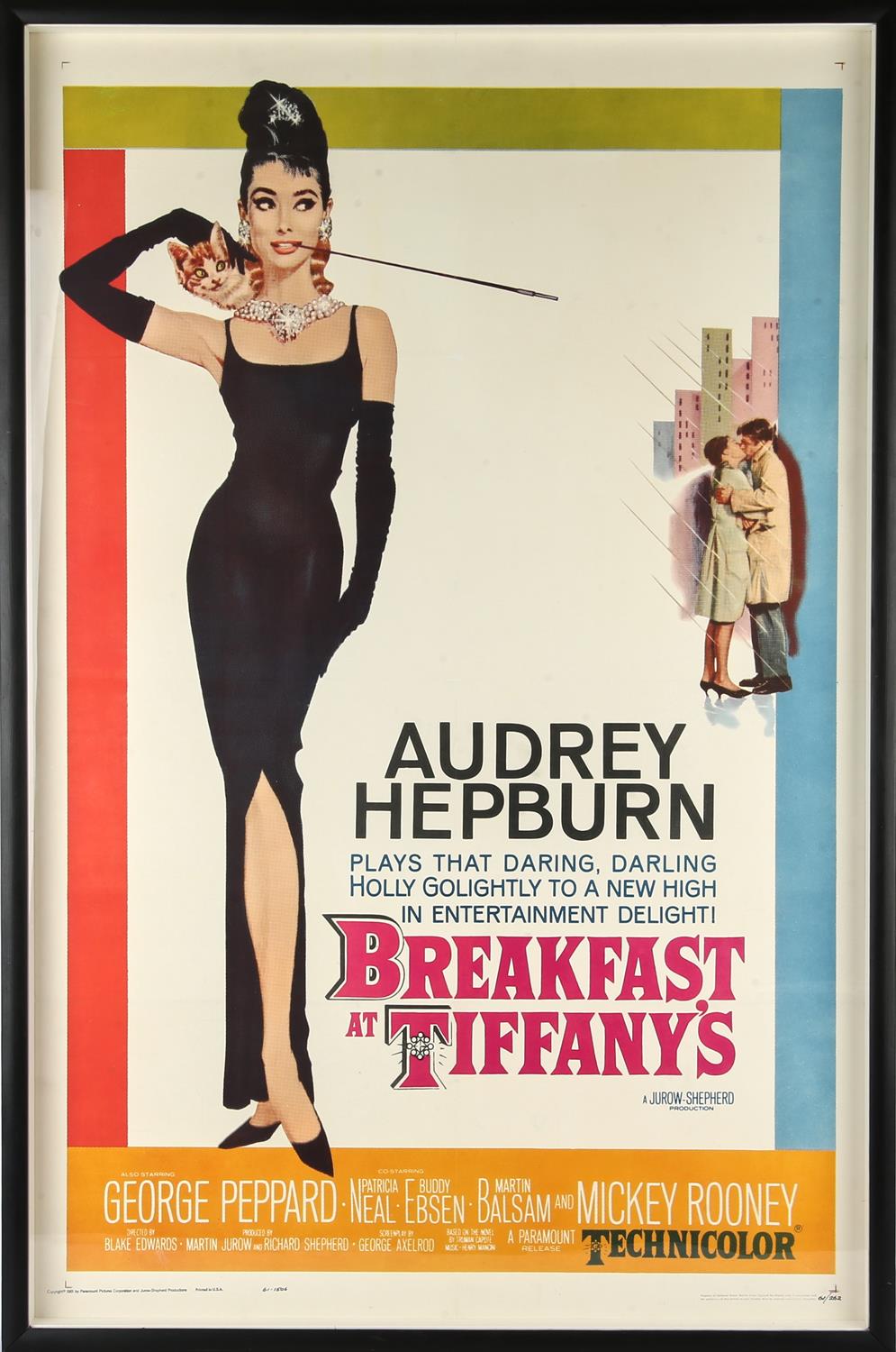 Breakfast at Tiffany's (1961) US One sheet film poster, starring Audrey Hepburn and with artwork by