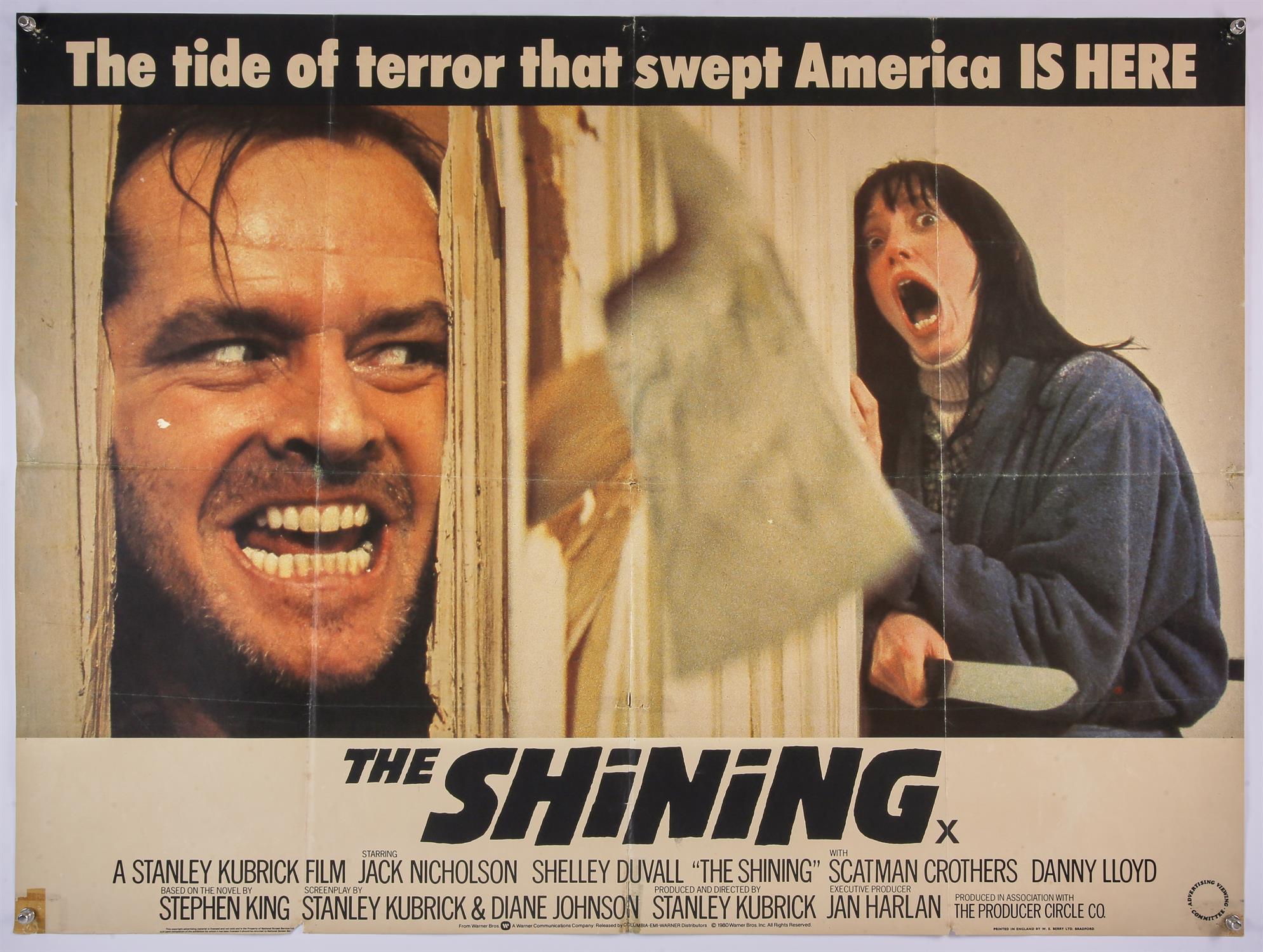 40+ British Quad film posters including The Shining, Halloween II, Outland, Poltergeist, The Fly,