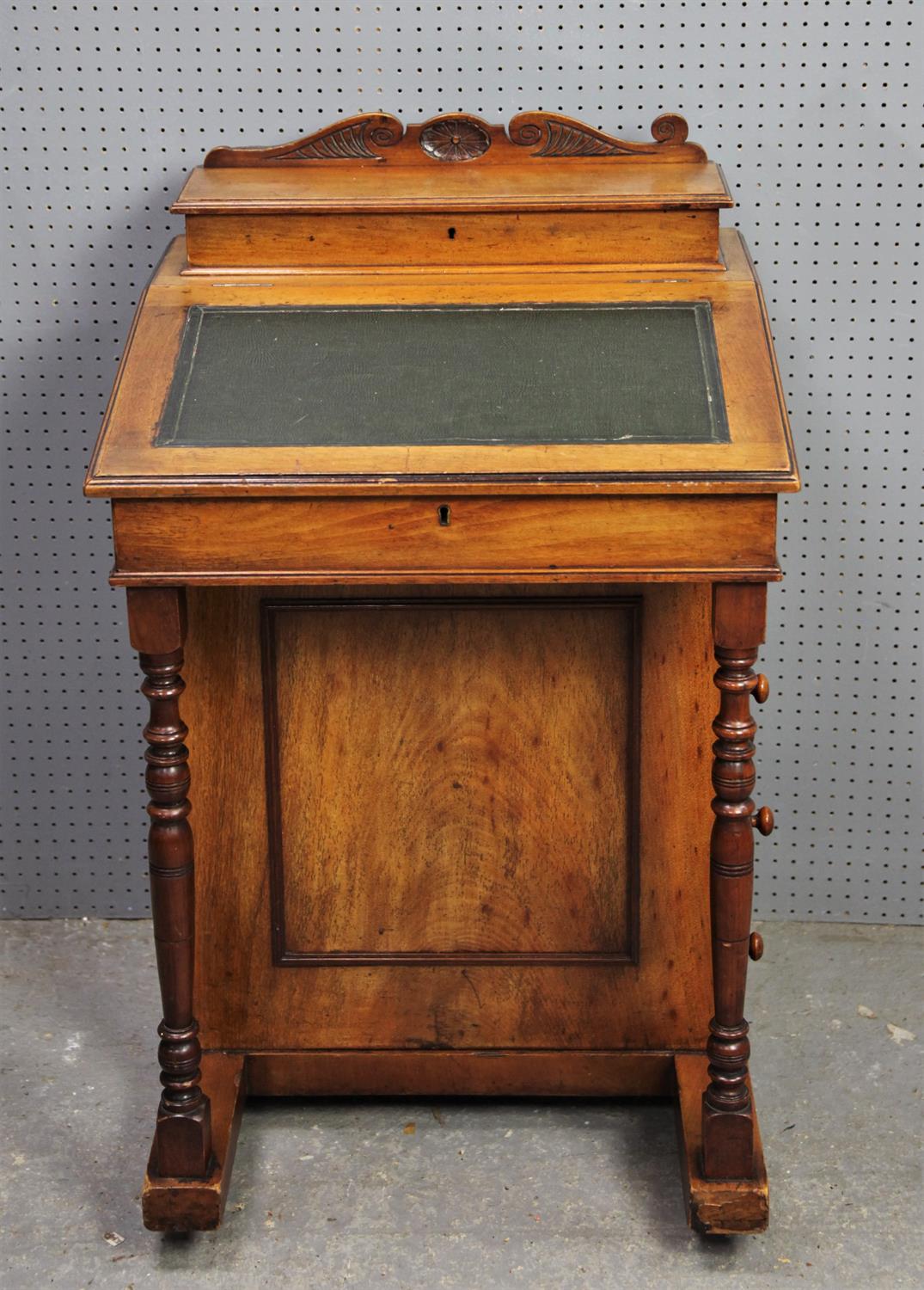 Victorian walnut slope top davenport desk W51cm D51cm H89cm