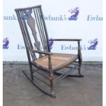 Early 20th century splat back rocking chair with cane seat