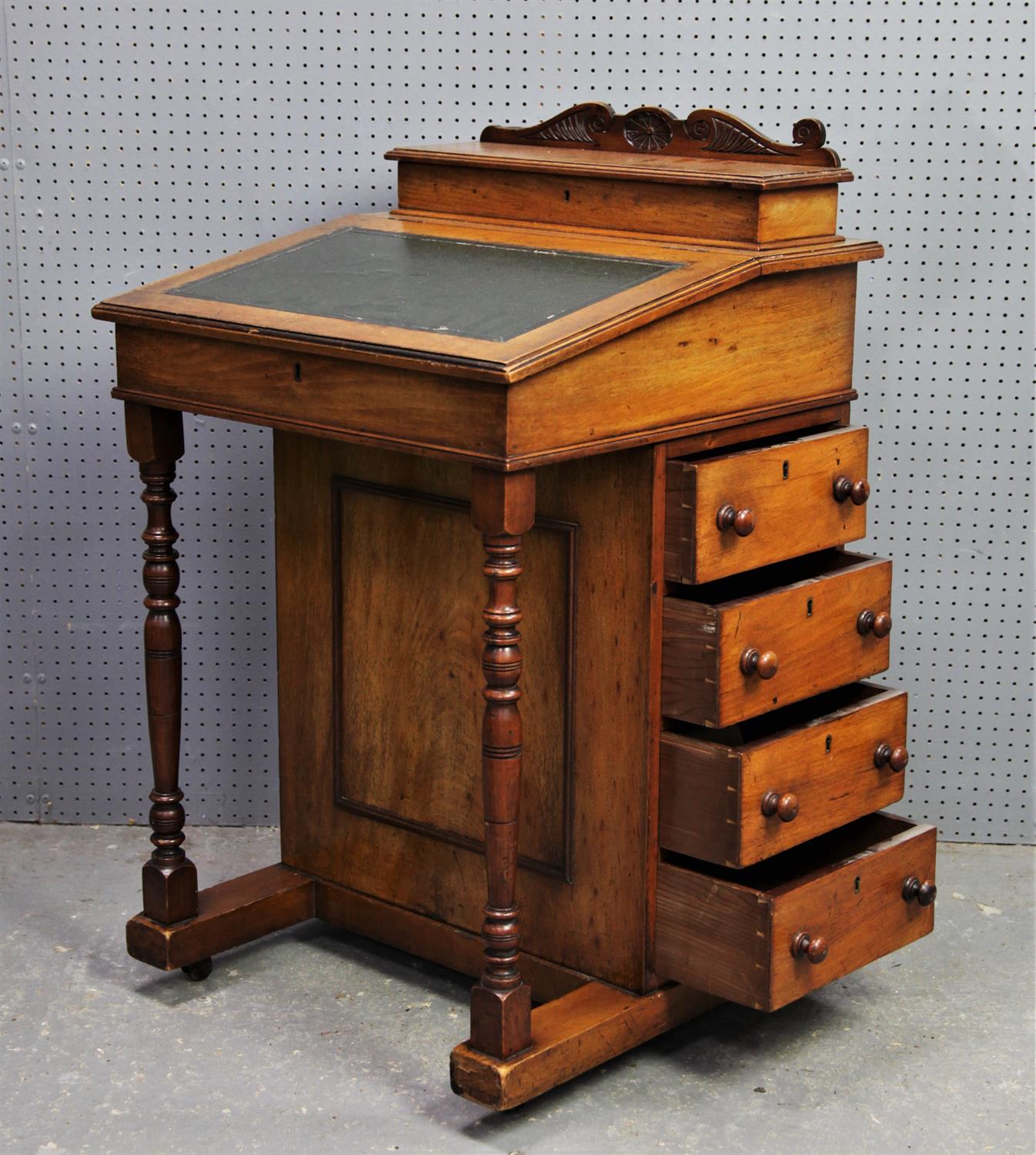 Victorian walnut slope top davenport desk W51cm D51cm H89cm - Image 3 of 8