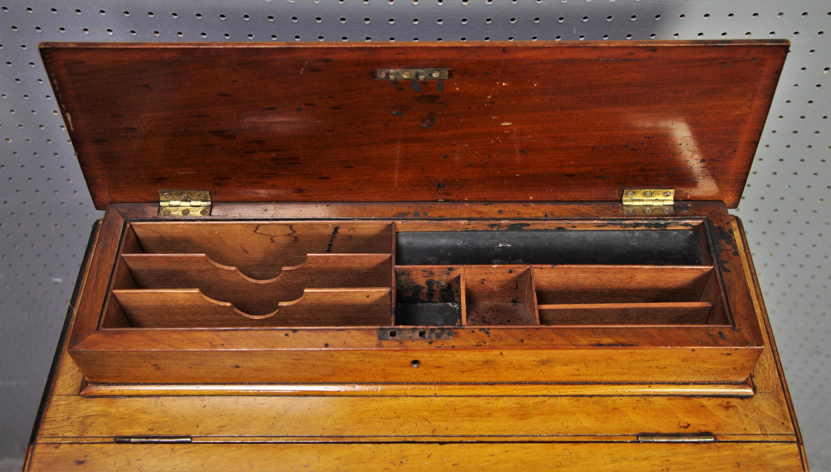 Victorian walnut slope top davenport desk W51cm D51cm H89cm - Image 6 of 8