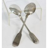 Irish provincial silver fiddle and shell spoon with Ramsey coat of arms marked sterling,