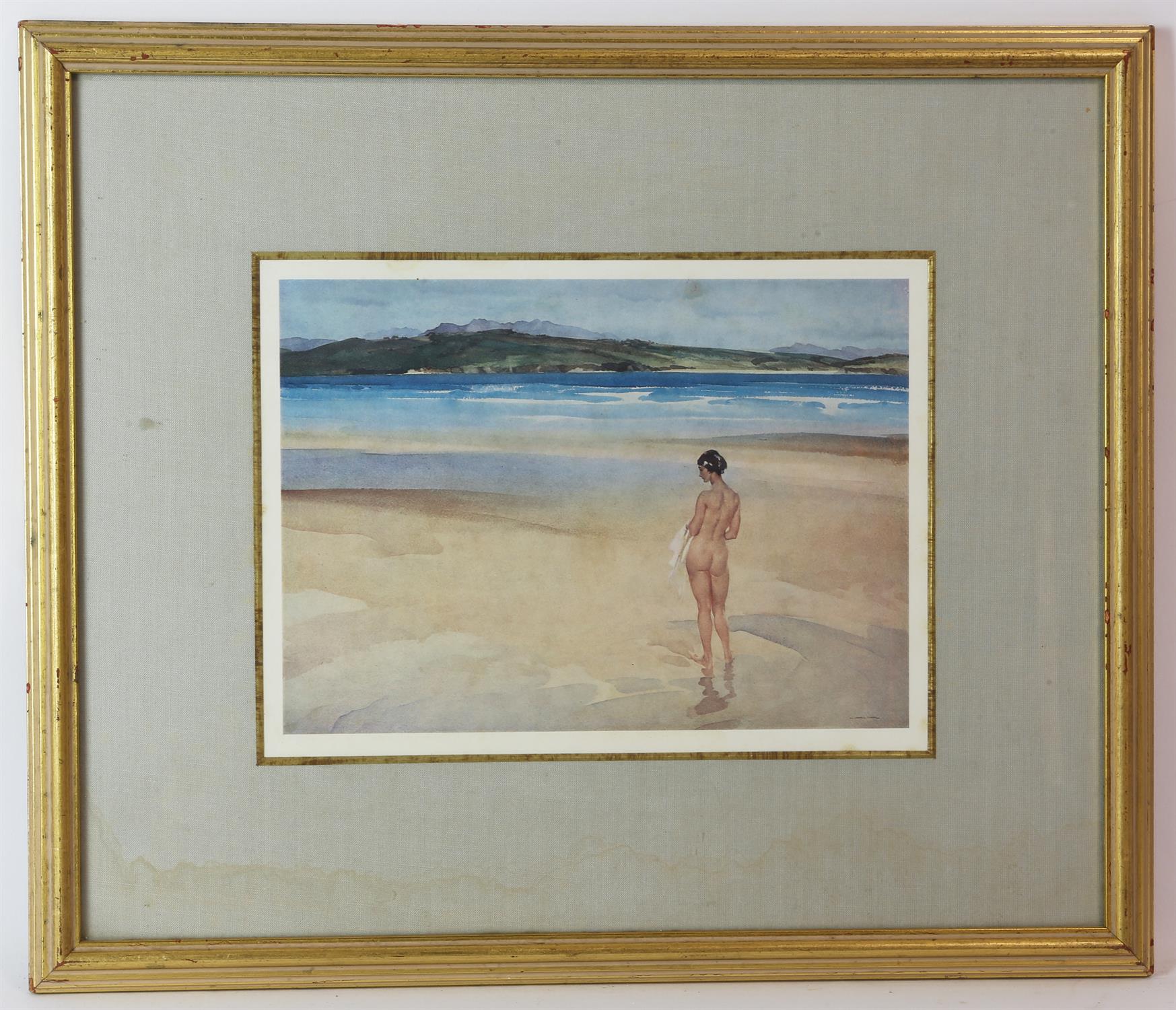 After William Russell Flint, pair of prints in colours depicting female nudes, framed and glazed,
