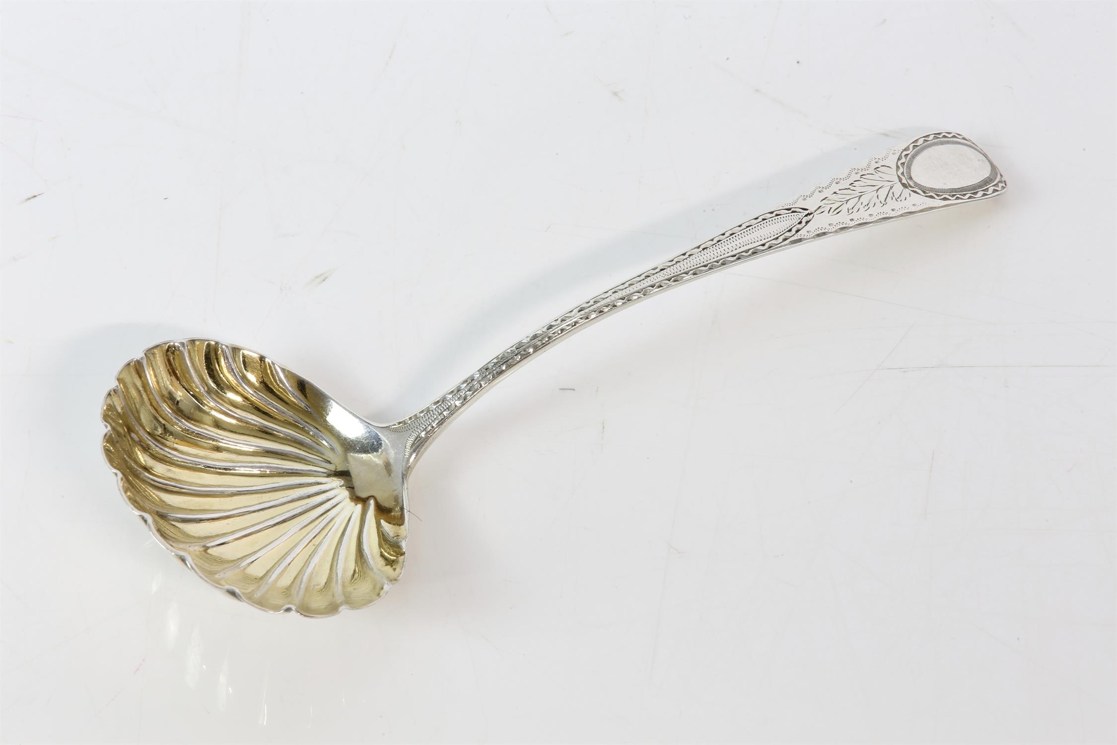 Shell bowl Georgian silver sauce ladle, London 1822