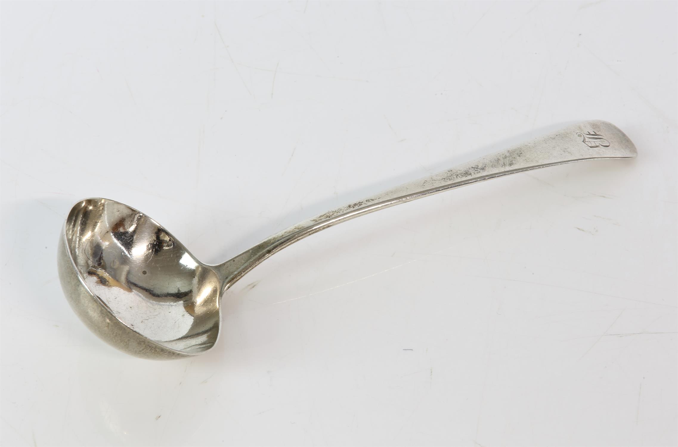 London 1781 old English pattern silver sauce ladle by William Sumer and Richard Crossley