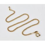 9ct gold bracelet or anklet chain, length 24.5cm, 1.4 grams