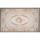 Pair of Aubusson style wool tapestry panels, the floral designs on a light brown field,