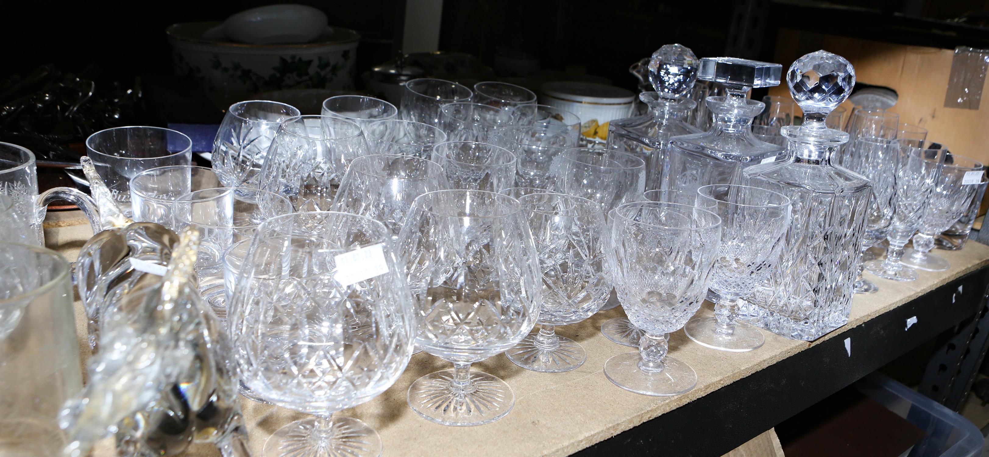 A large quantity of glassware including decanters, table lamp, shot glasses, tumblers, - Image 2 of 2