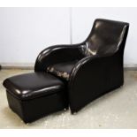 Dark brown chair with matching footstall