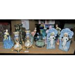 Mixed Ceramics including candlesticks, covered jars, figurines etc. (19)