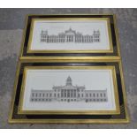 Pair of restrike prints depicting Blenheim Palace, in part gilt frames, frame size 55 x 94cm each.