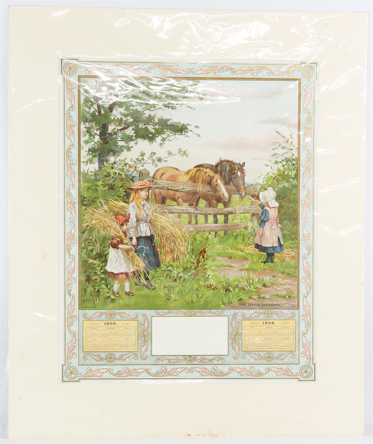 Set of modern prints in colours reproducing 1898 calendar scenes, typically 45 x 33cm. (8)