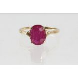 Single stone ruby ring set in stamped 10ct, ring size P½, 2.08 grams